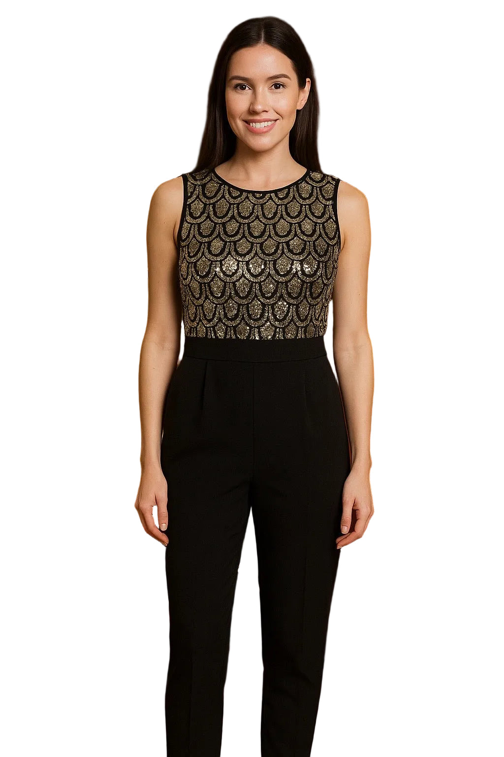 Stunning Black & Gold Sequin Jumpsuit – Christmas Party Ready! ✨