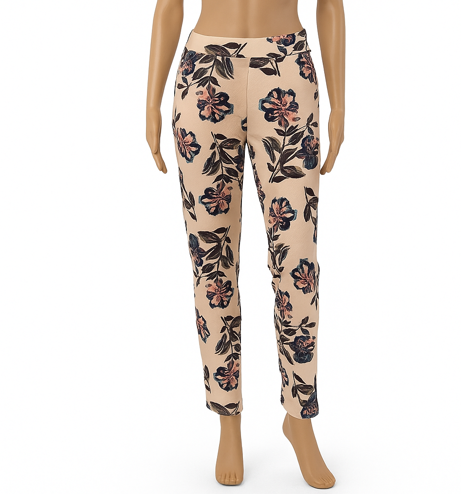 Floral Print Stretch Trousers