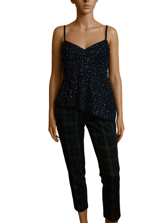 Navy Check Slim-Fit Trousers