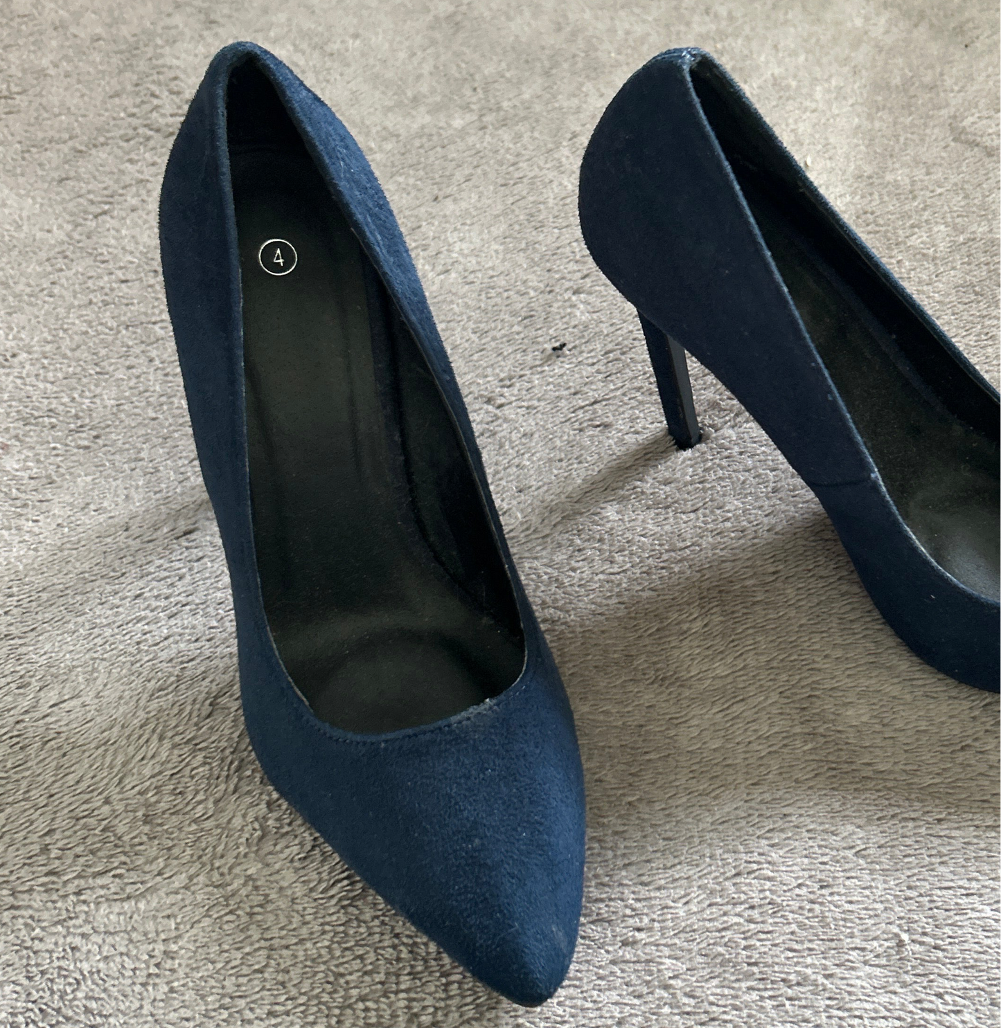 navy blue suede stiletto heels