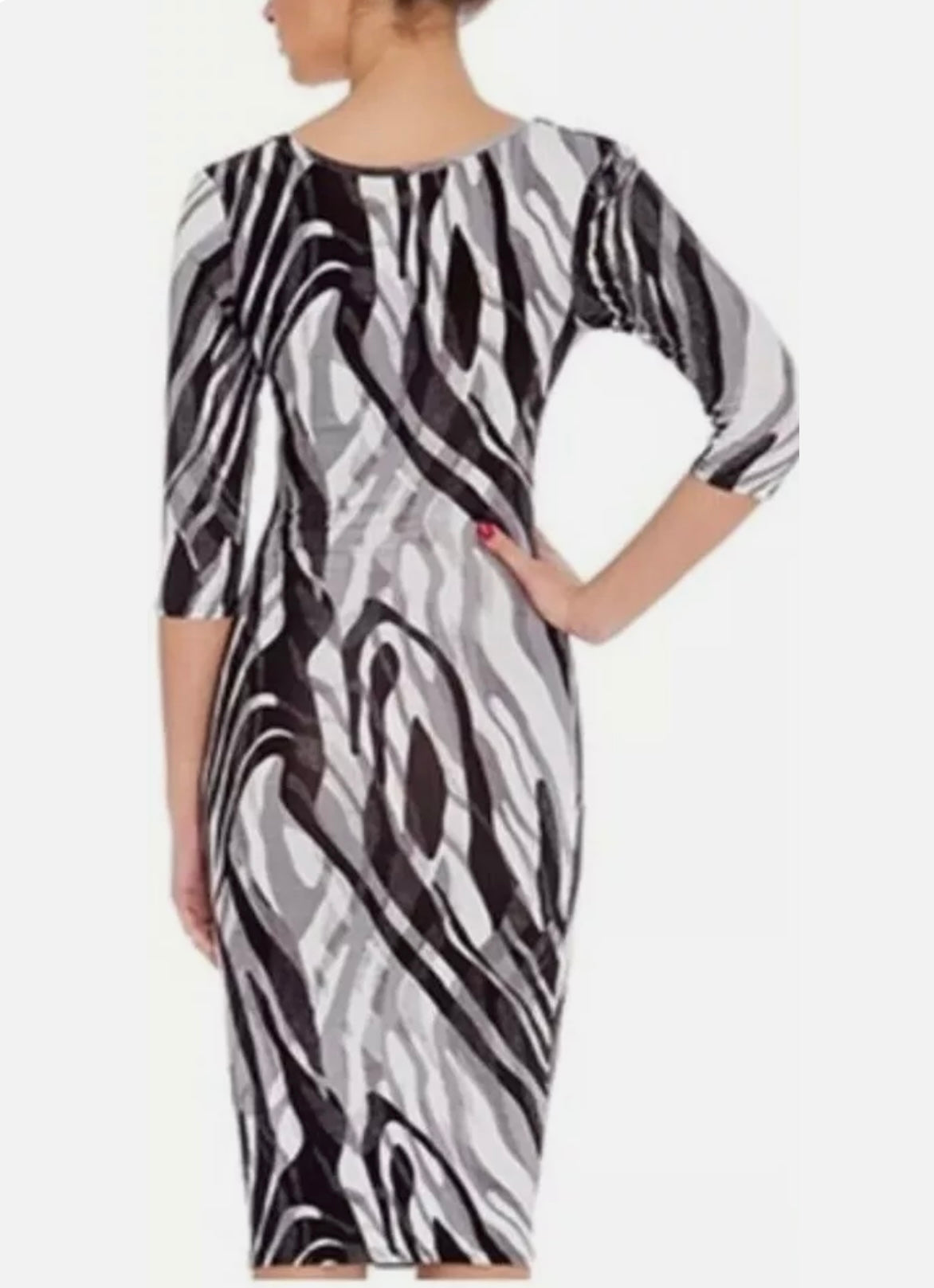 Abstract  print quarter sleeved midi dress