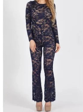 Navy Lace Jumpsuit